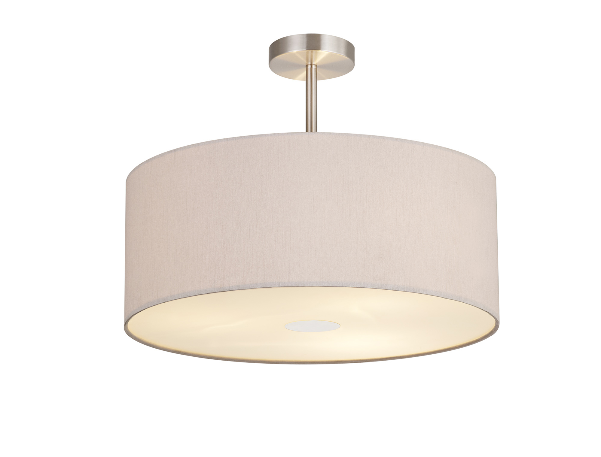 Baymont 50cm Semi Flush 3 Light Satin Nickel, Nude Beige/Moonlight, Frosted Diffuser DK0426  Deco Baymont SN NU
